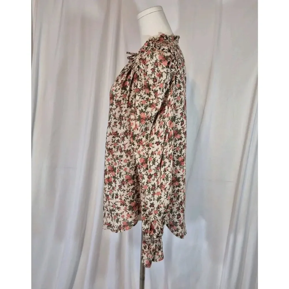 Free People Womens Meant To Be Vintage Boho Floral Blouse Top Small